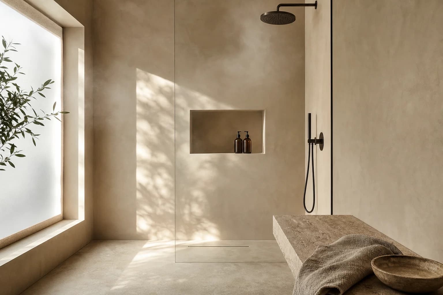 Minimalist wet room bathroom